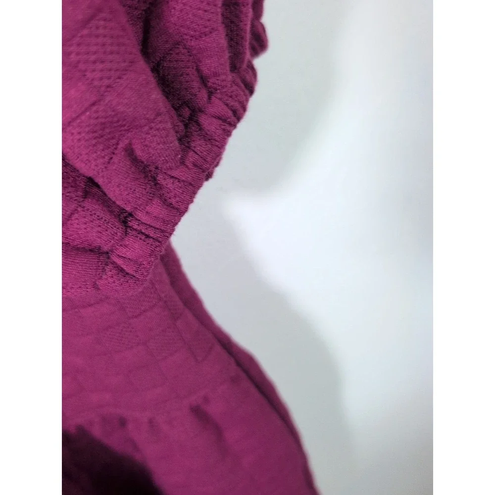 New In  Quilted Balloon Sleeve Dress‎ Purple Small New